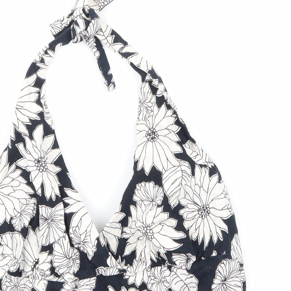 bay Womens Black Floral  Cropped Tank Size 12