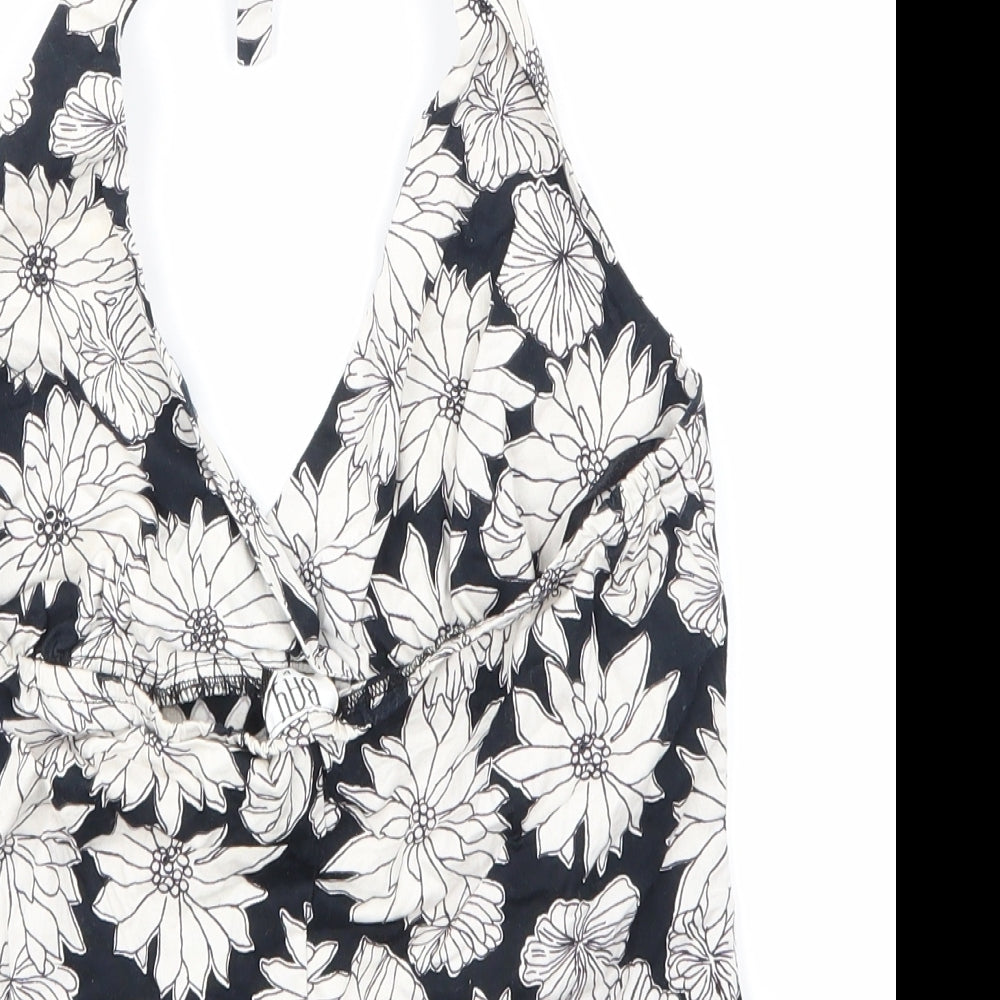 bay Womens Black Floral  Cropped Tank Size 12