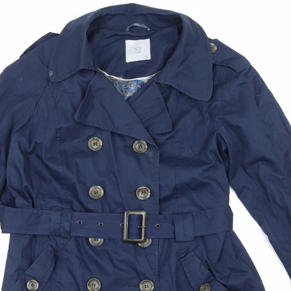 TU Womens Blue   Trench Coat Coat Size 16