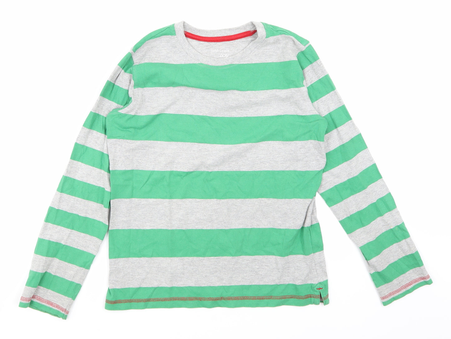 John Lewis Boys Green Striped  Basic T-Shirt Size 10 Years