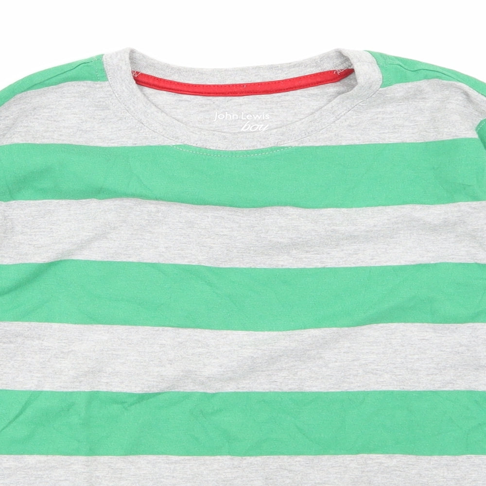John Lewis Boys Green Striped  Basic T-Shirt Size 10 Years