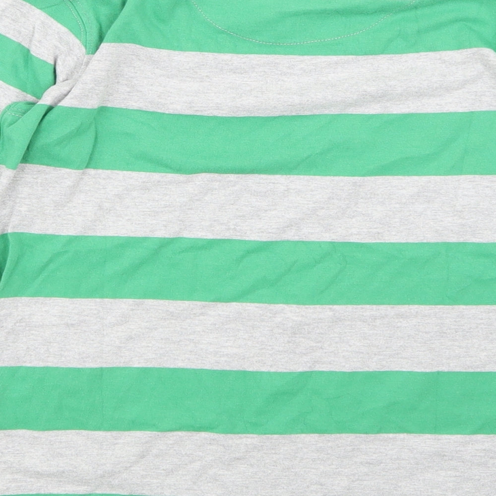 John Lewis Boys Green Striped  Basic T-Shirt Size 10 Years
