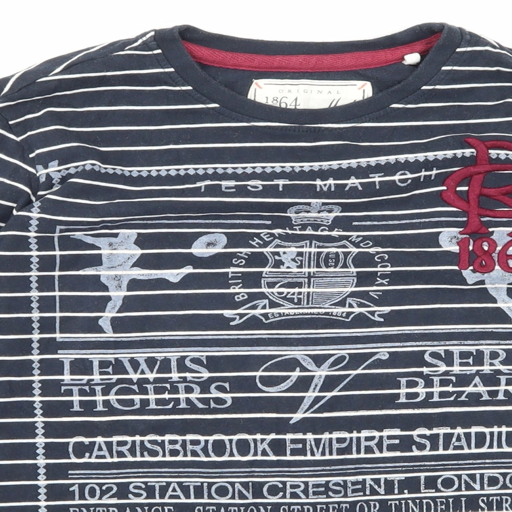 John Lewis Boys Blue Striped  Basic T-Shirt Size 10 Years