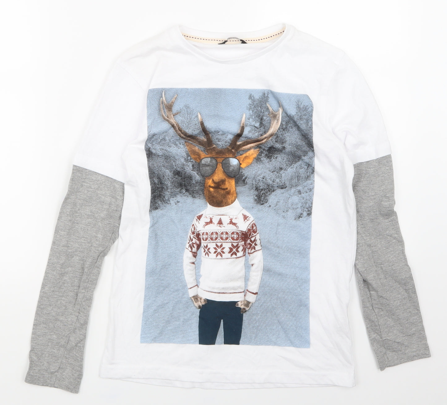 George Boys White   Basic T-Shirt Size 11-12 Years  - CHRISMTAS