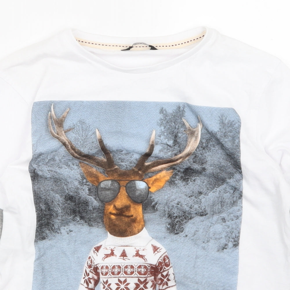 George Boys White   Basic T-Shirt Size 11-12 Years  - CHRISMTAS