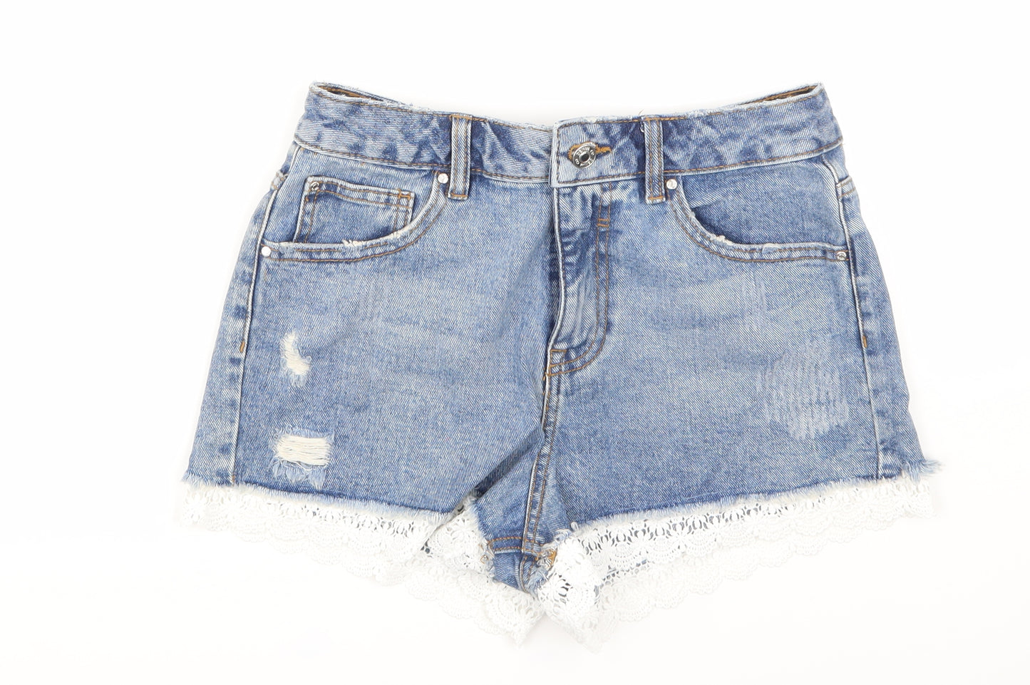 Primark Womens Blue  Denim Hot Pants Shorts Size 10