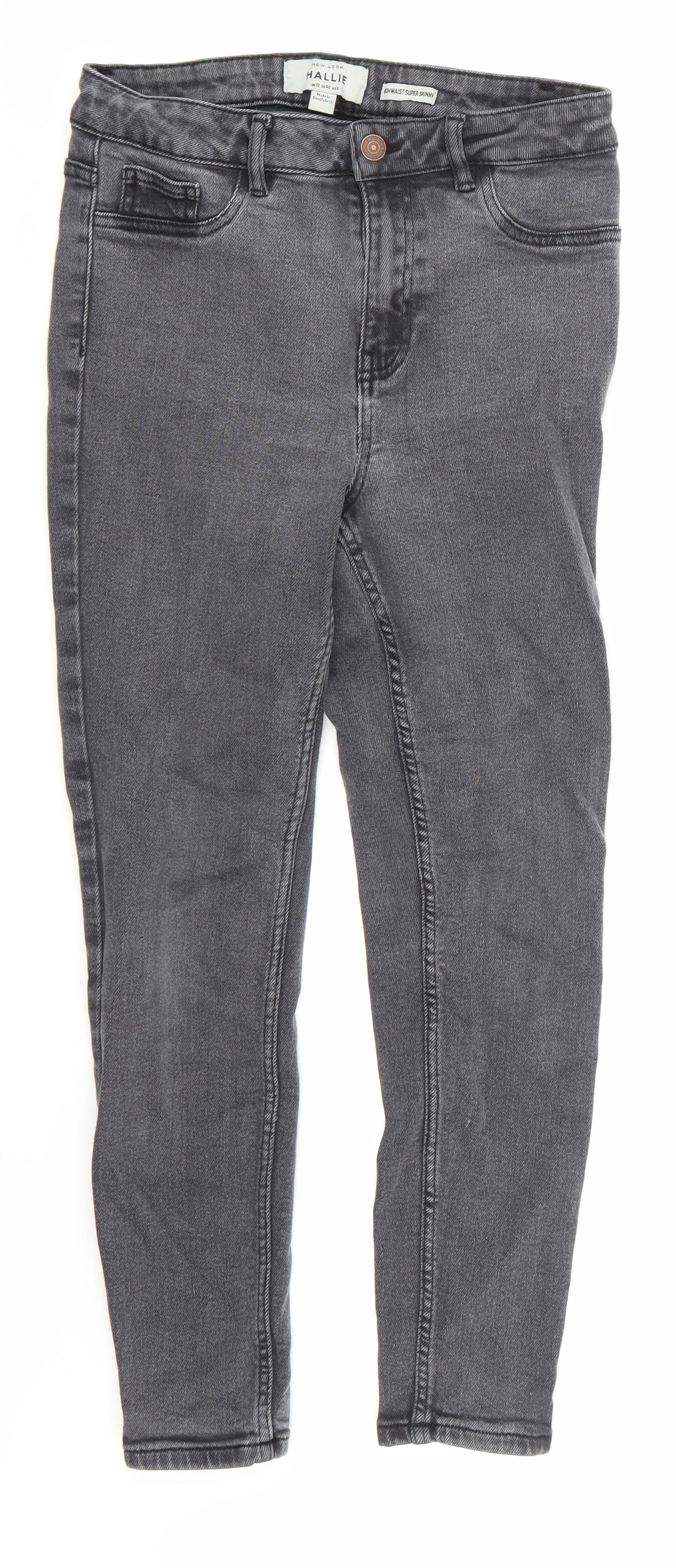 newlook Womens Grey Houndstooth Denim Skinny Jeans Size 12