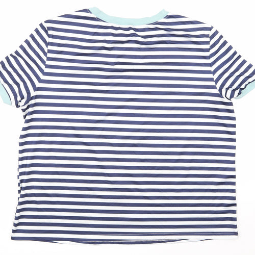 SheIn Womens Blue Striped  Basic T-Shirt Size L