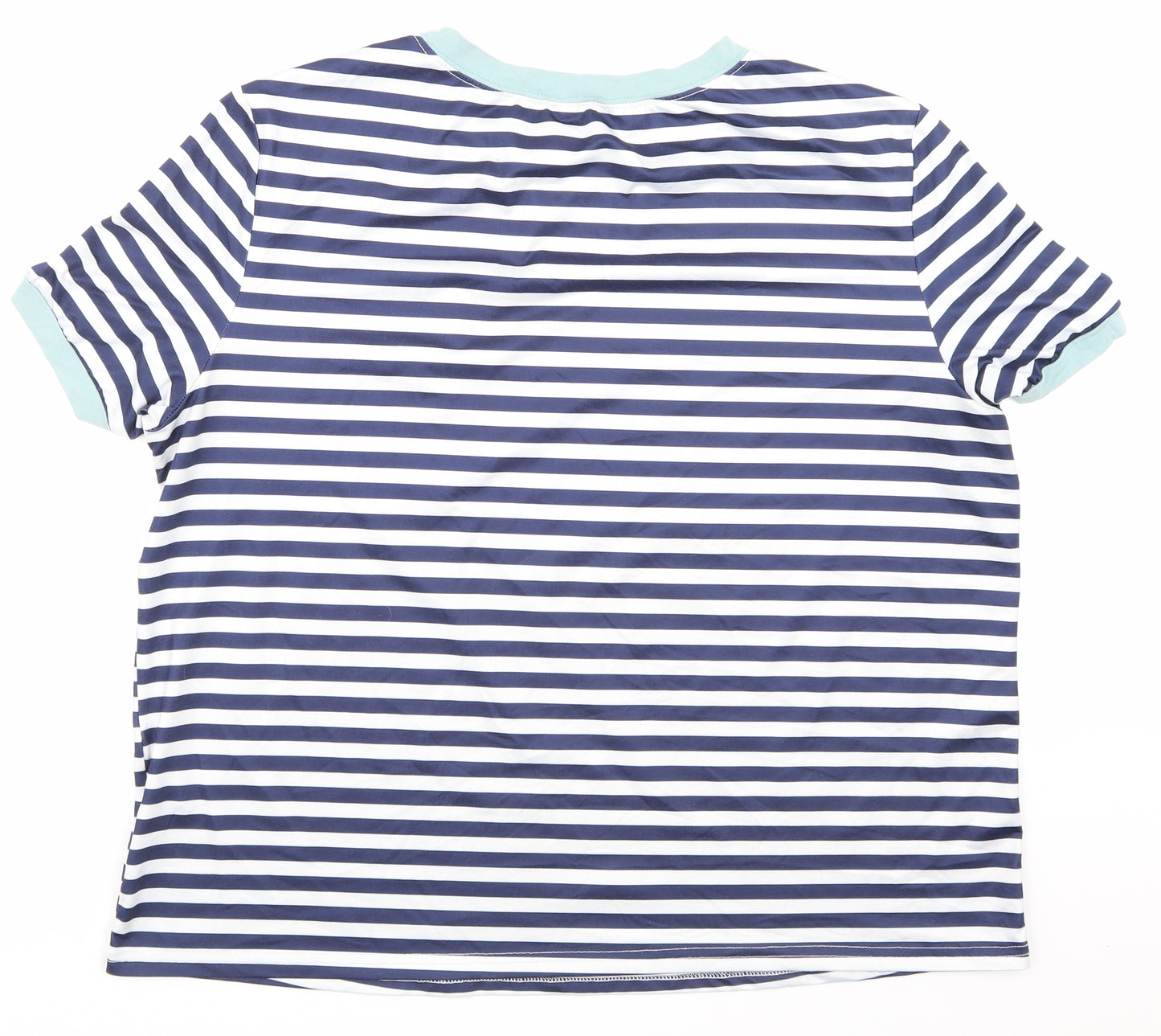SheIn Womens Blue Striped  Basic T-Shirt Size L