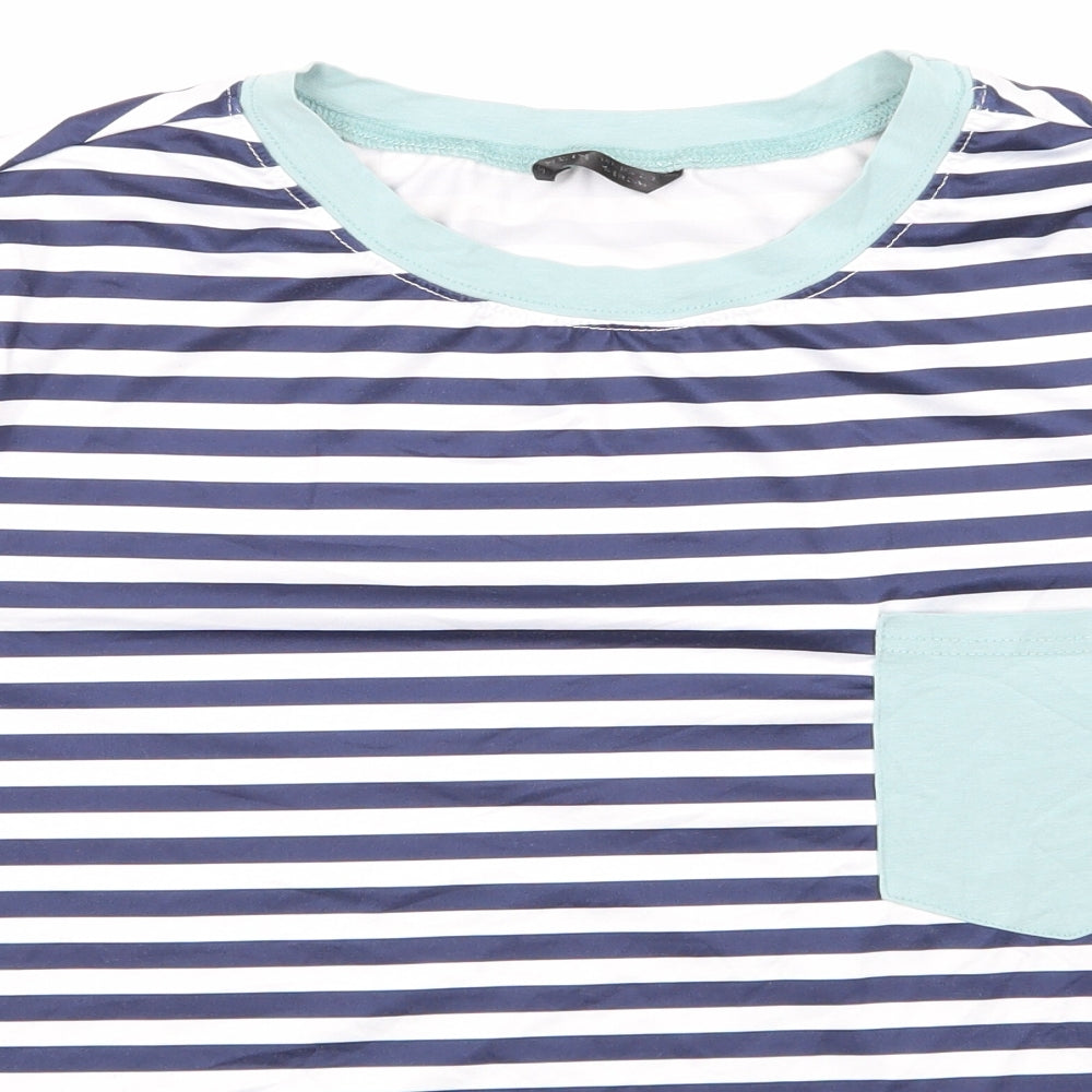 SheIn Womens Blue Striped  Basic T-Shirt Size L