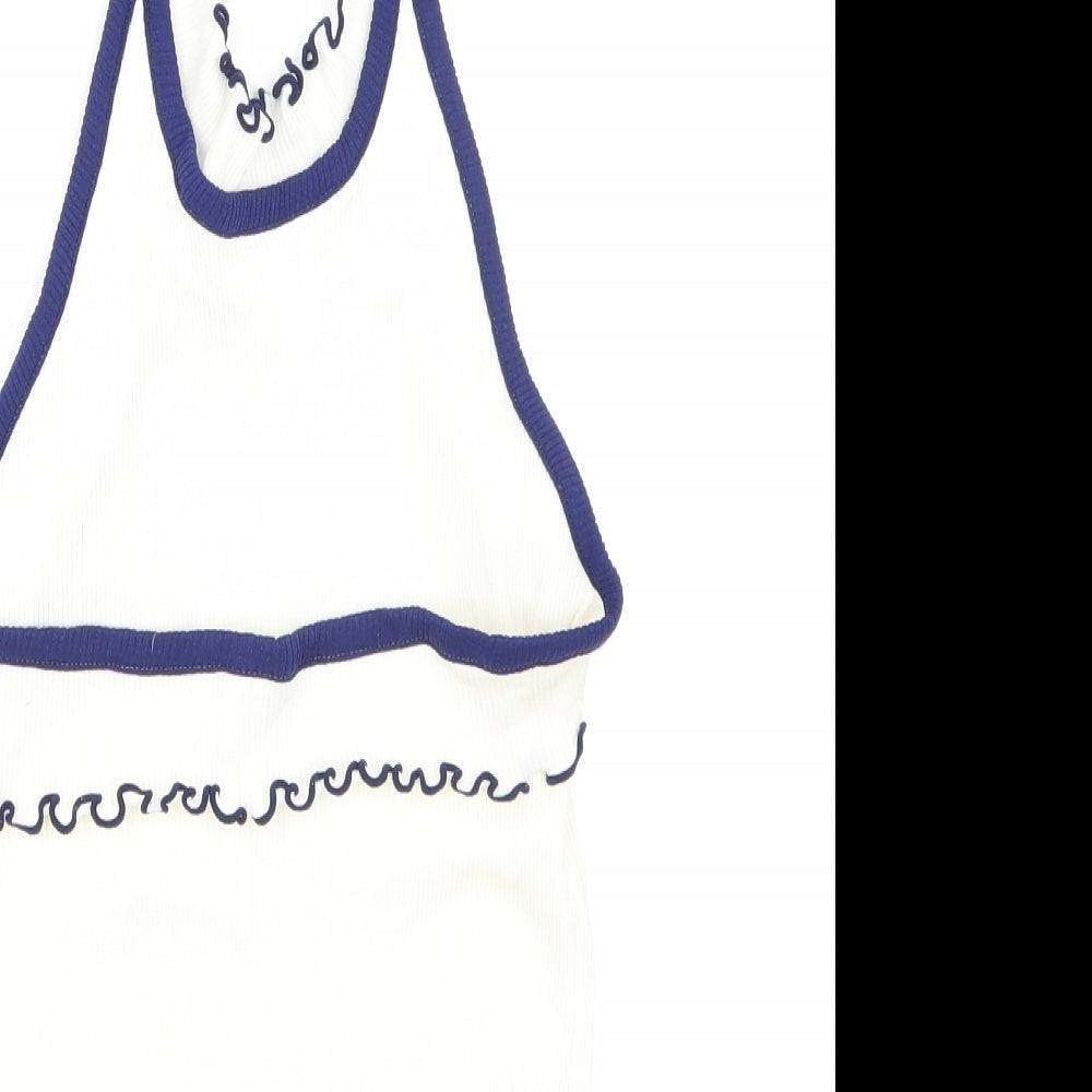 jelsala Womens White   Cropped T-Shirt Size 12
