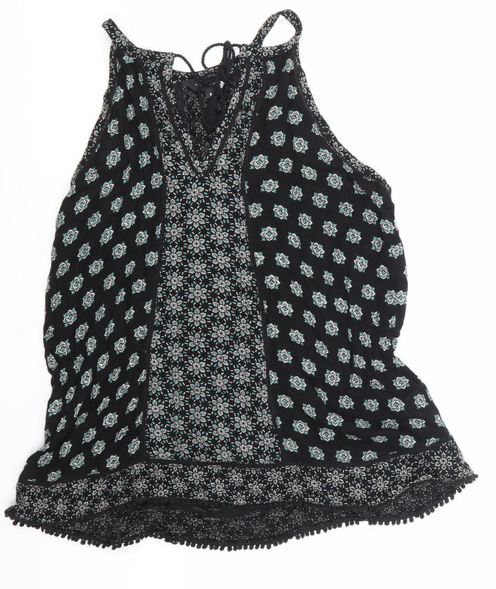 NEWLOOK Womens Black Argyle/Diamond  Basic T-Shirt Size 8
