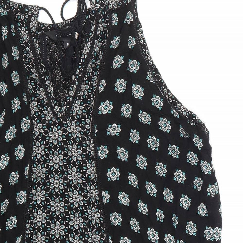 NEWLOOK Womens Black Argyle/Diamond  Basic T-Shirt Size 8