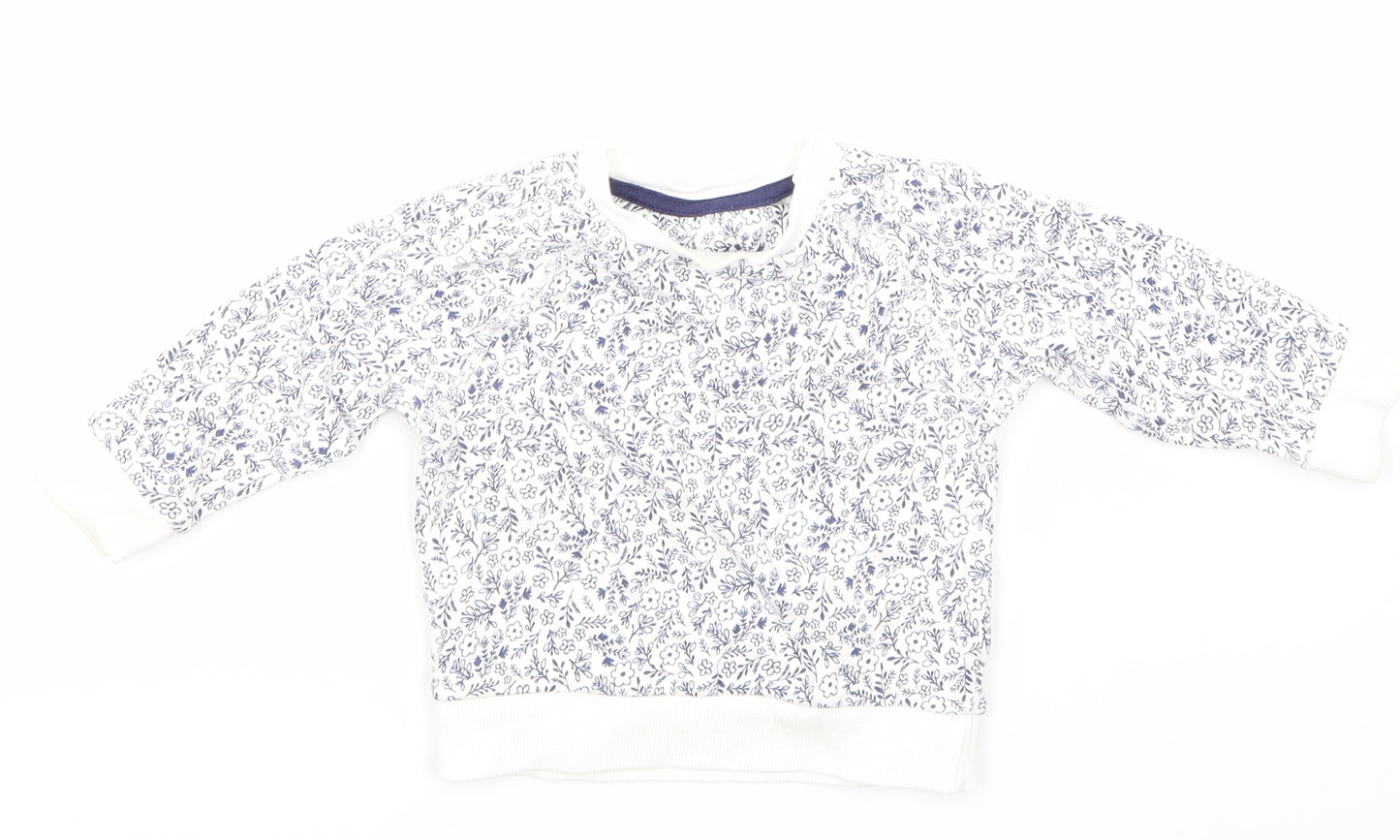 NEXT  White Floral  Pullover Jumper Size 9-12 Months