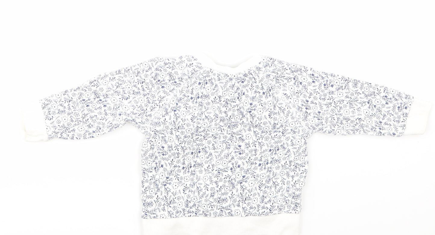NEXT  White Floral  Pullover Jumper Size 9-12 Months