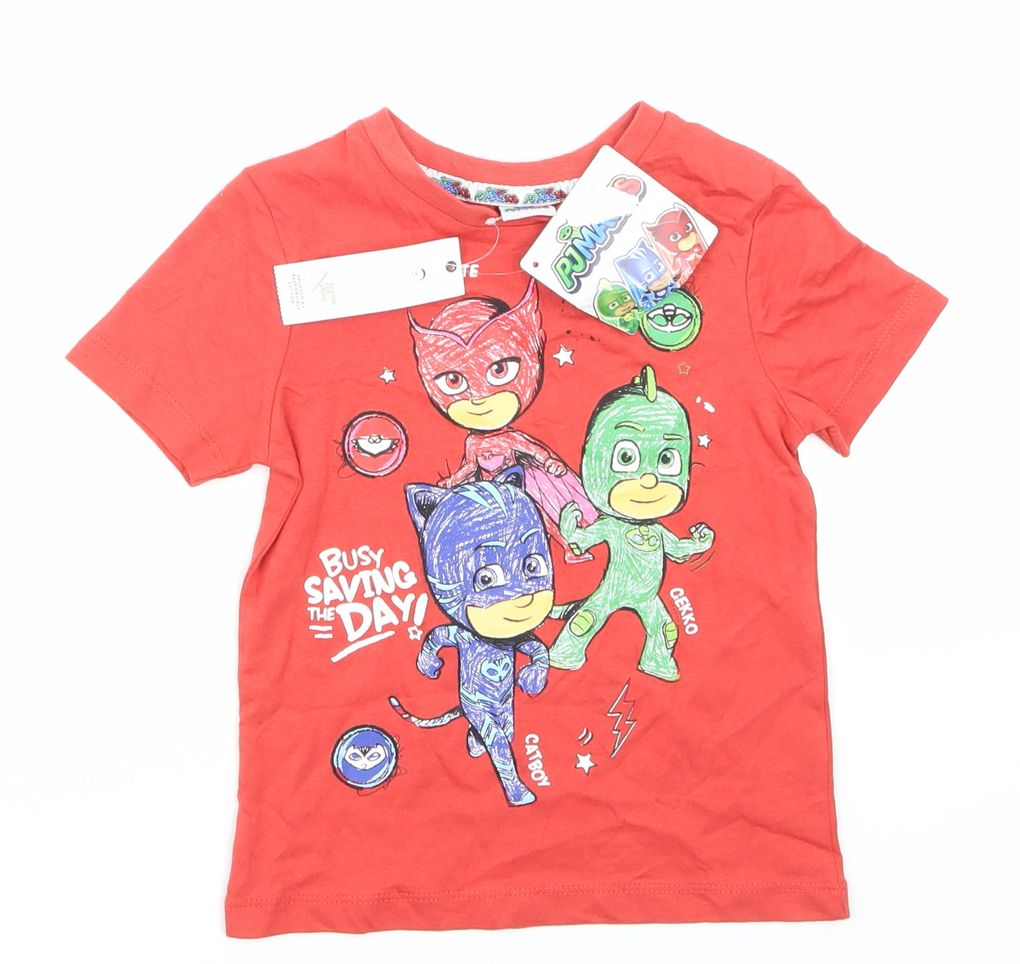 George Girls Red   Basic T-Shirt Size 3-4 Years