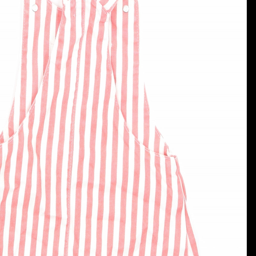 F&F Girls Pink Striped Denim Pinafore/Dungaree Dress  Size 2-3 Years