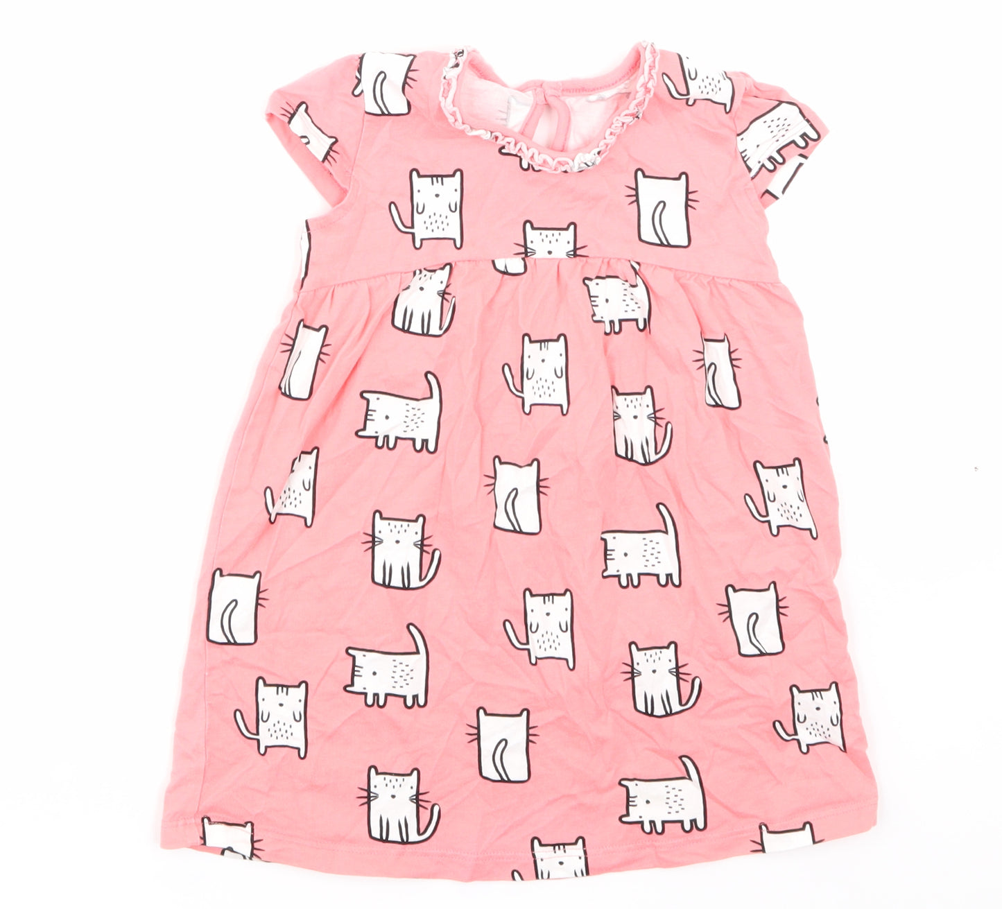 George Girls Pink Animal Print  Skater Dress  Size 18-24 Months