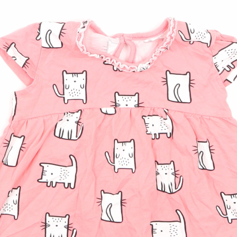 George Girls Pink Animal Print  Skater Dress  Size 18-24 Months
