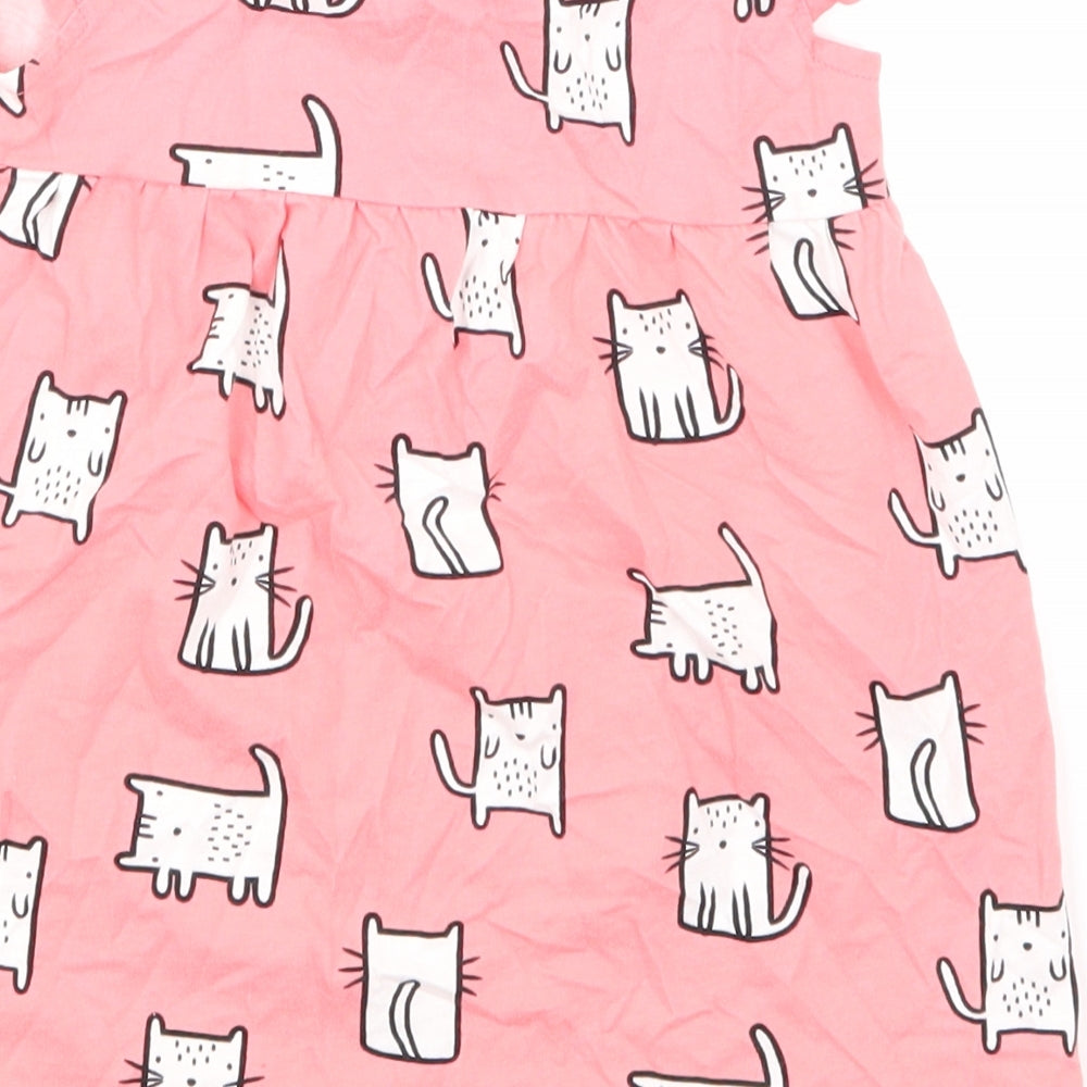 George Girls Pink Animal Print  Skater Dress  Size 18-24 Months