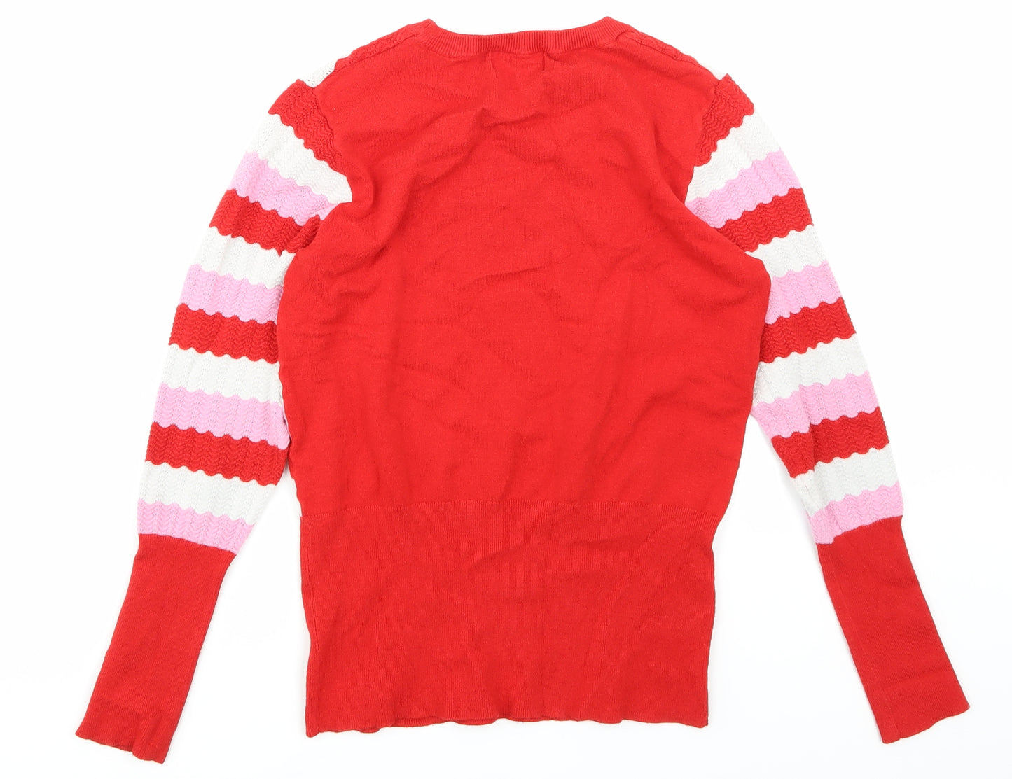 Savida Womens Red Striped  Basic T-Shirt Size S