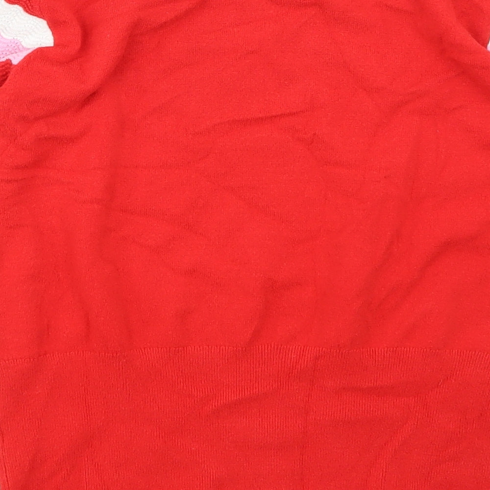 Savida Womens Red Striped  Basic T-Shirt Size S