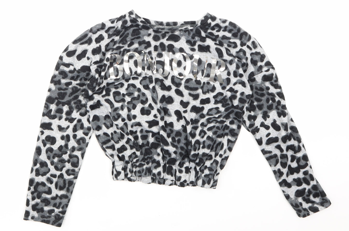 Primark Girls Grey Animal Print  Pullover Sweatshirt Size 9-10 Years