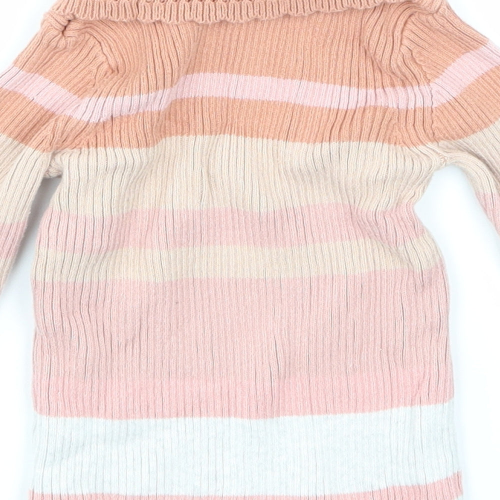 George Girls Pink Striped  Basic T-Shirt Size 2-3 Years