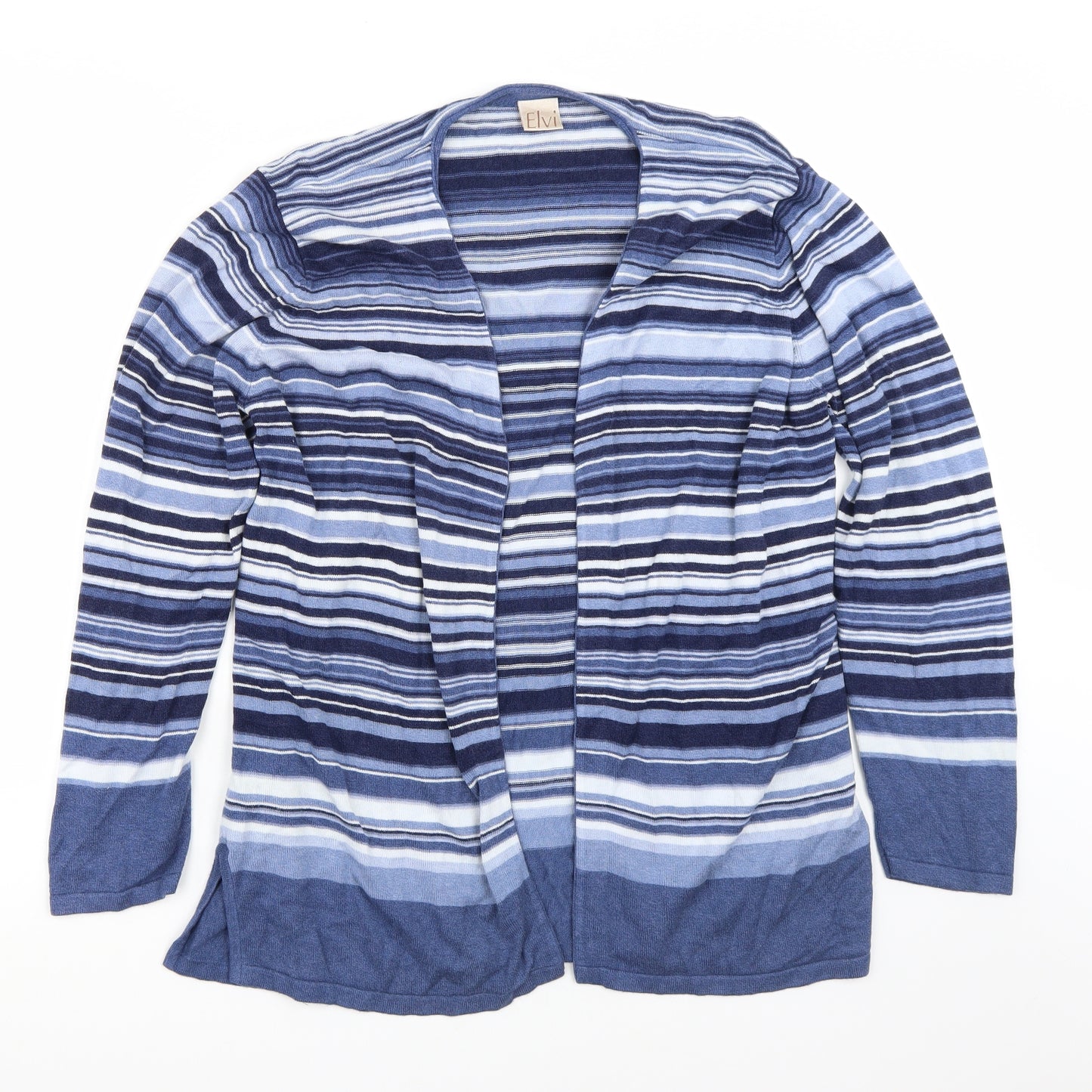 ELVI Womens Blue Striped  Cardigan Jumper
