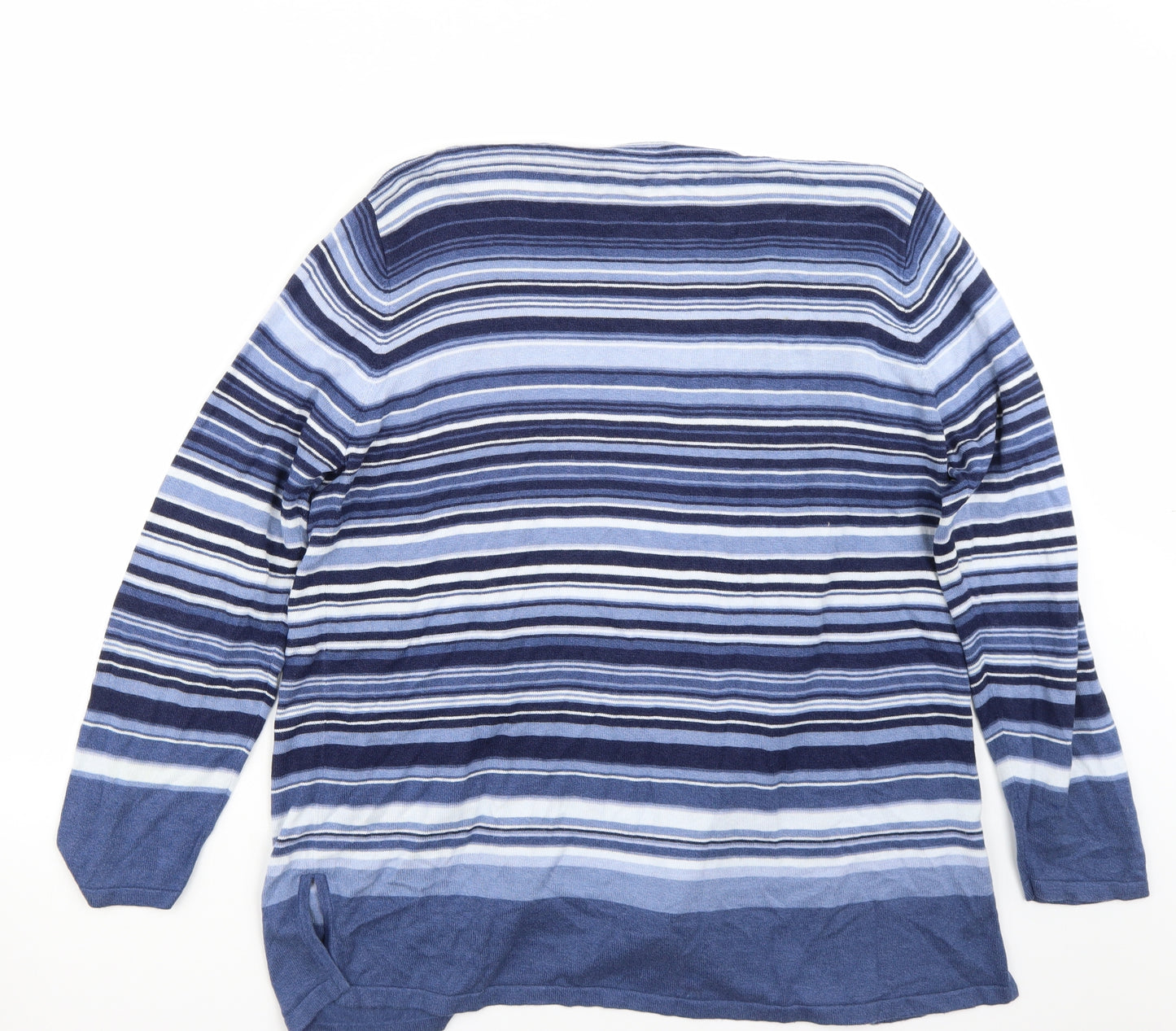 ELVI Womens Blue Striped  Cardigan Jumper