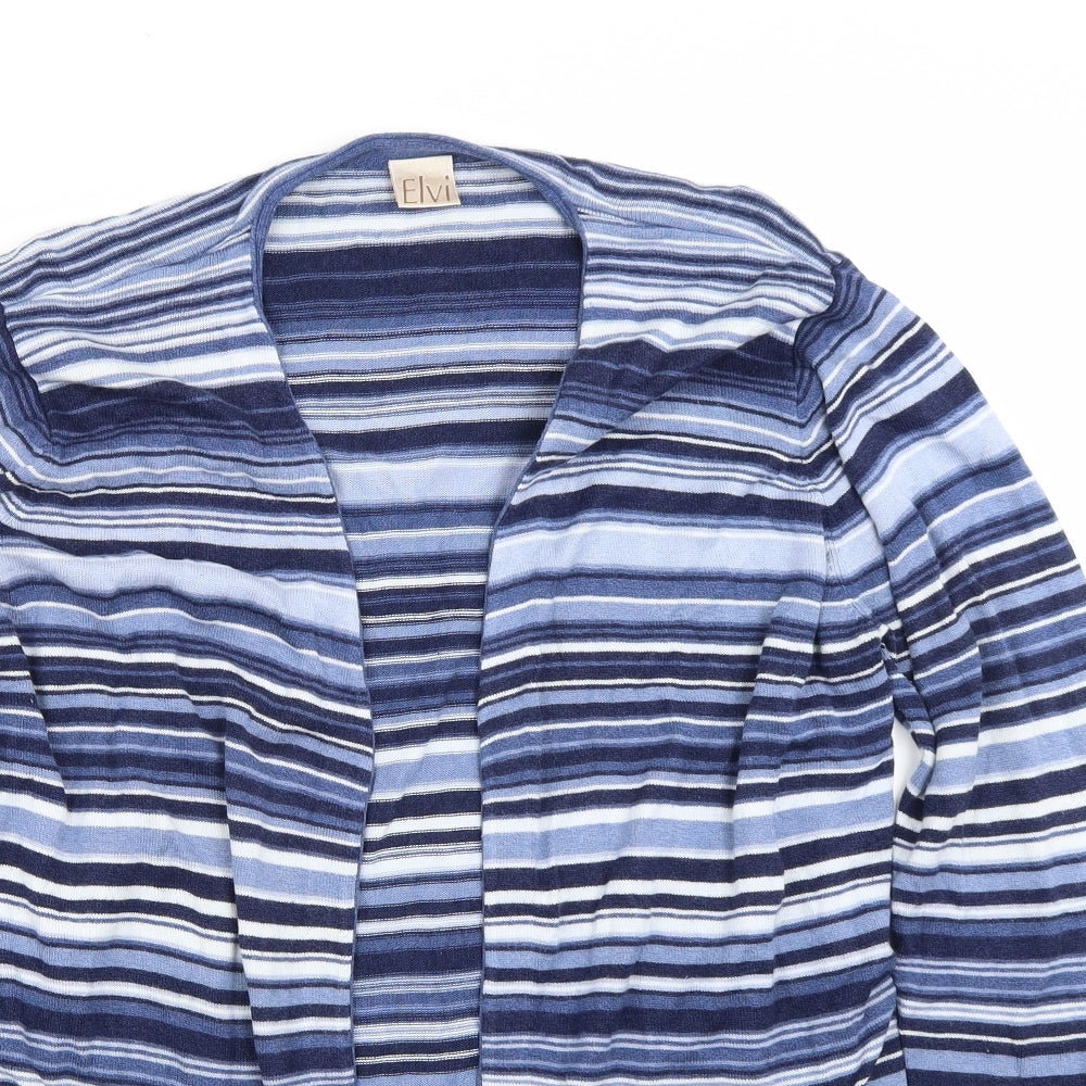 ELVI Womens Blue Striped  Cardigan Jumper