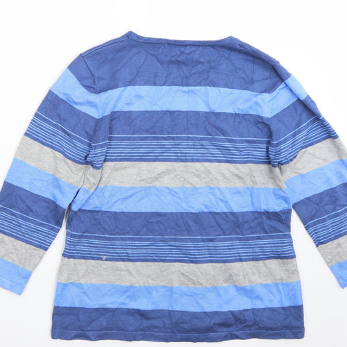 Chianti Womens Blue Striped  Pullover Jumper Size L