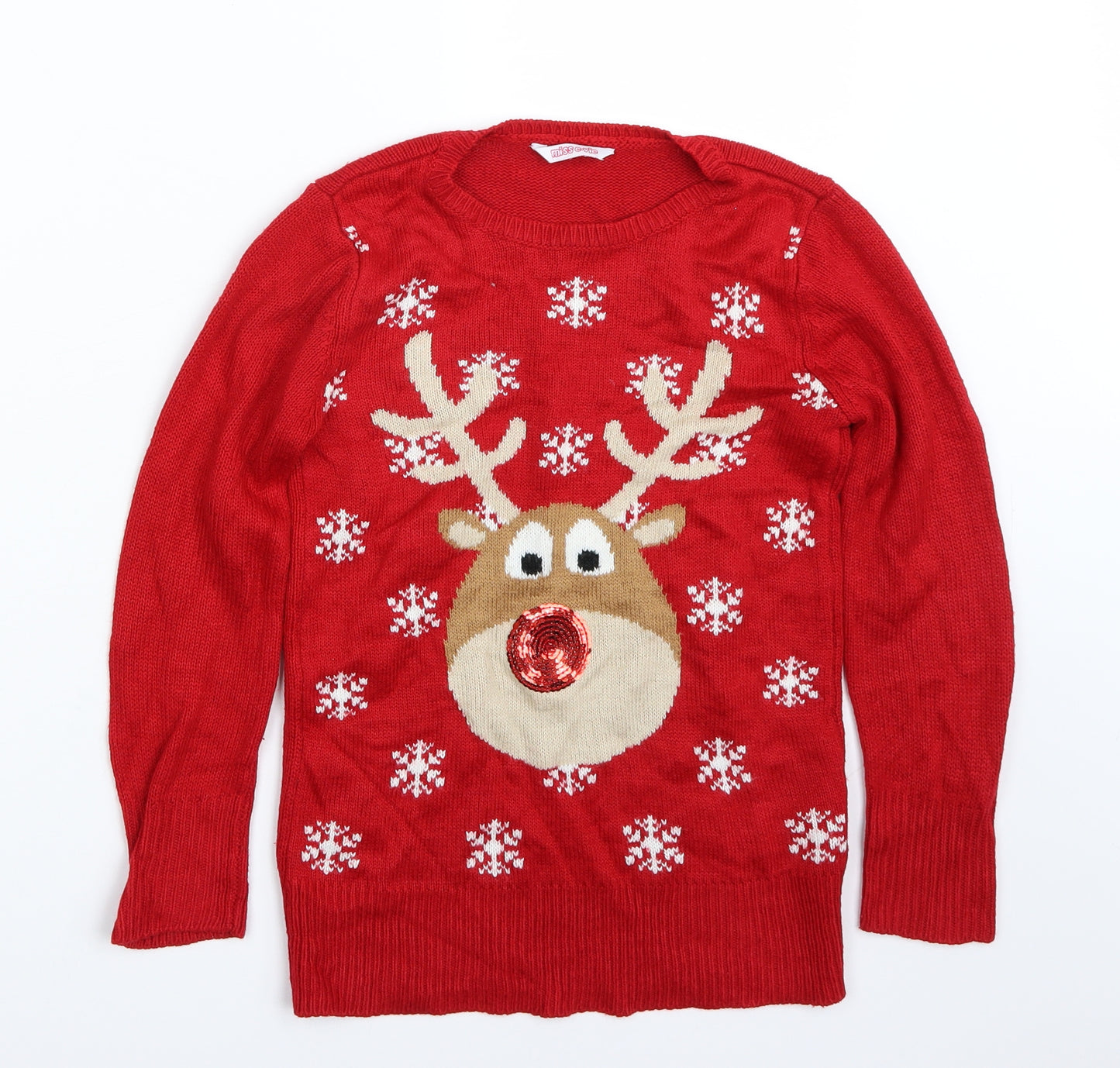 Miss evie Girls Red   Pullover Jumper Size 7-8 Years