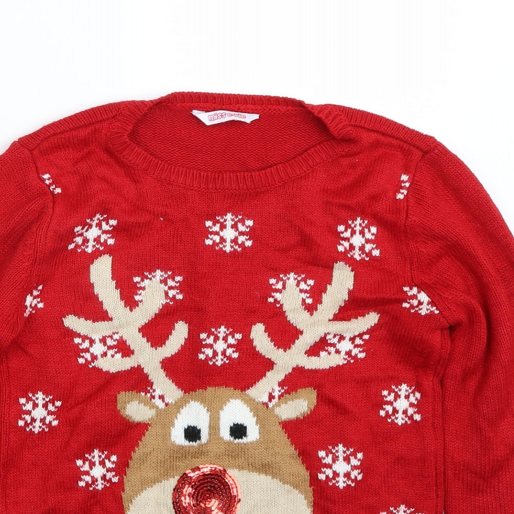 Miss evie Girls Red   Pullover Jumper Size 7-8 Years