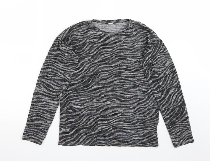 F&F Girls Grey Animal Print  Pullover Jumper Size 13 Years