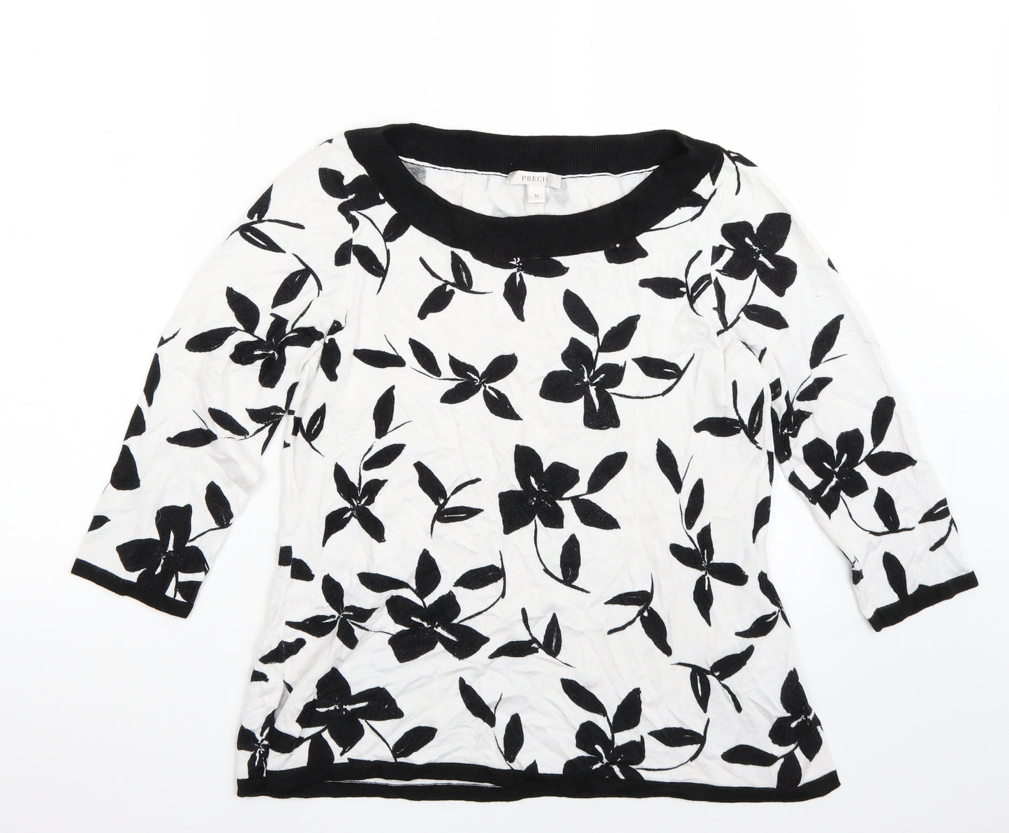 Precis Womens White Floral  Basic T-Shirt Size M