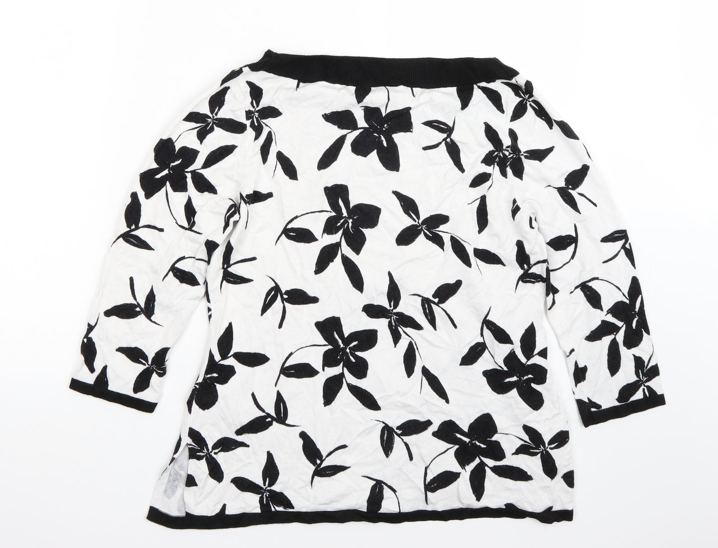 Precis Womens White Floral  Basic T-Shirt Size M