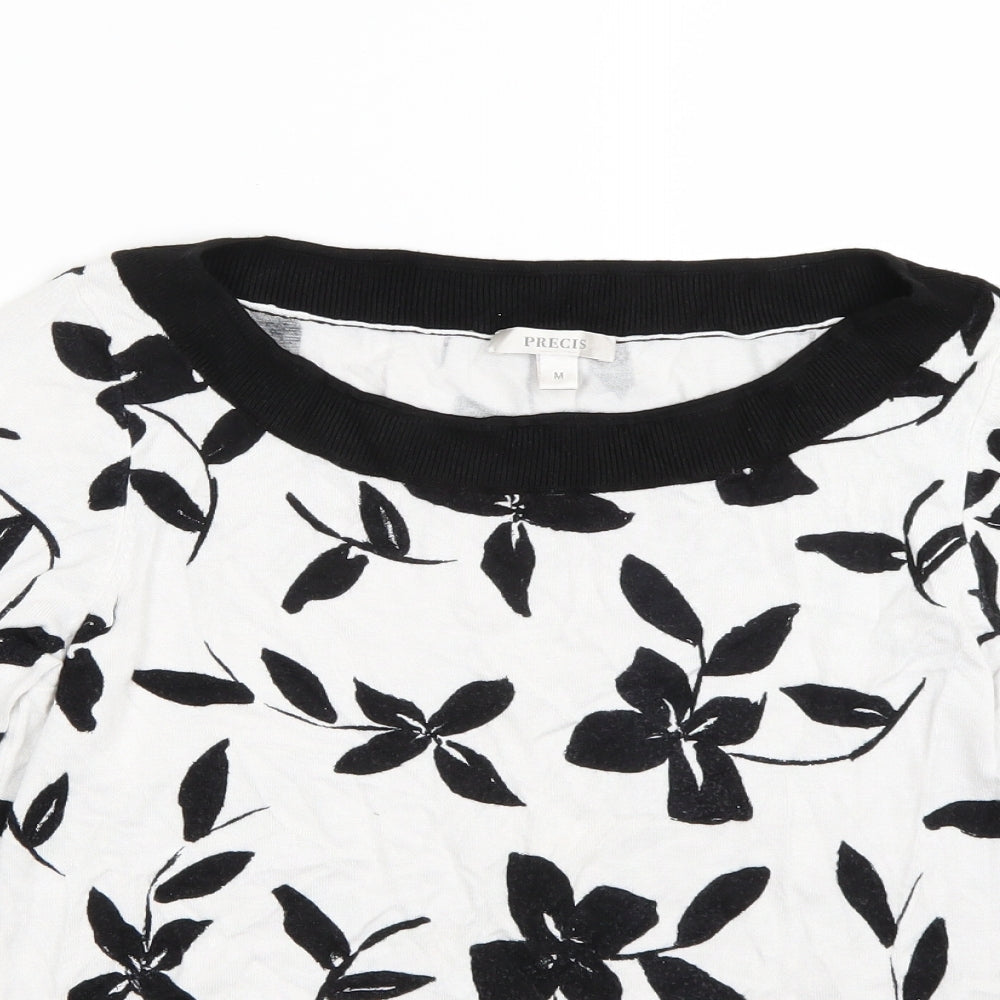 Precis Womens White Floral  Basic T-Shirt Size M