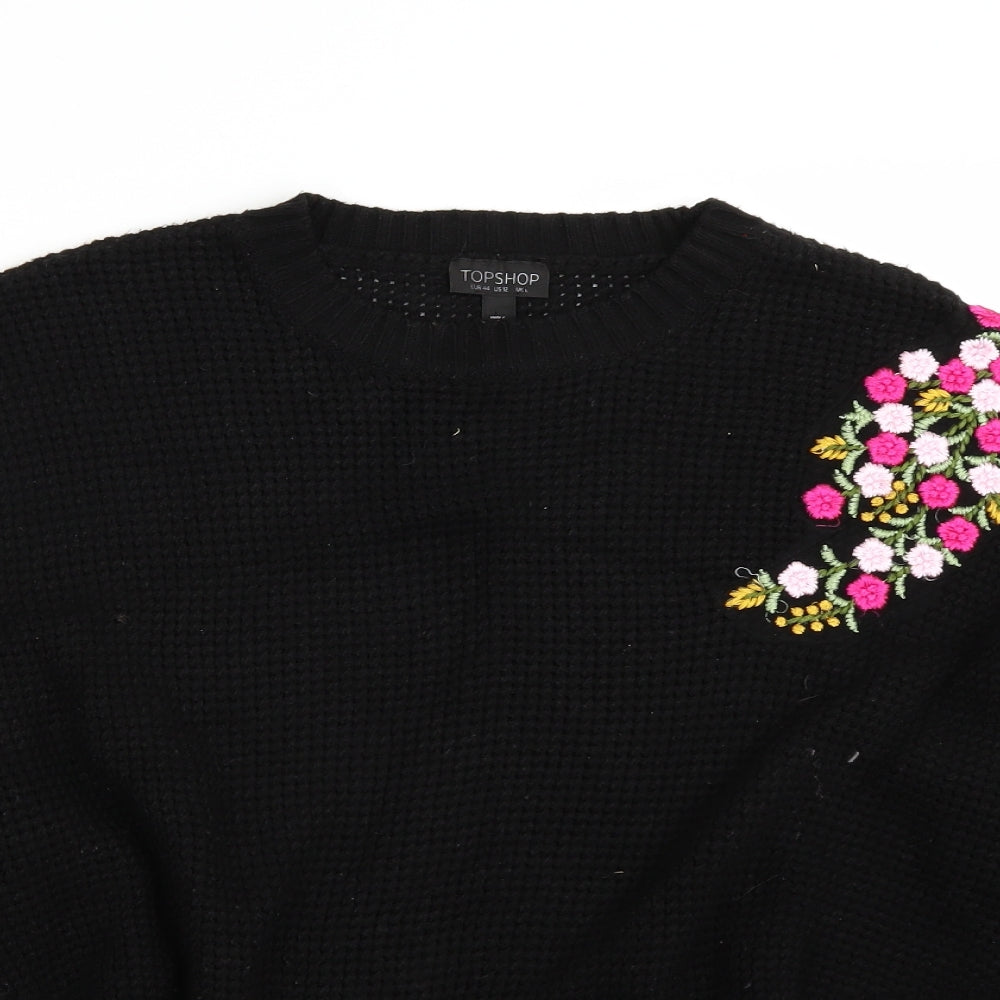 Topshop Womens Black   Pullover Jumper Size L