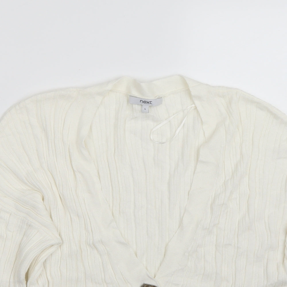 NEXT Womens White   Cardigan Jumper Size L