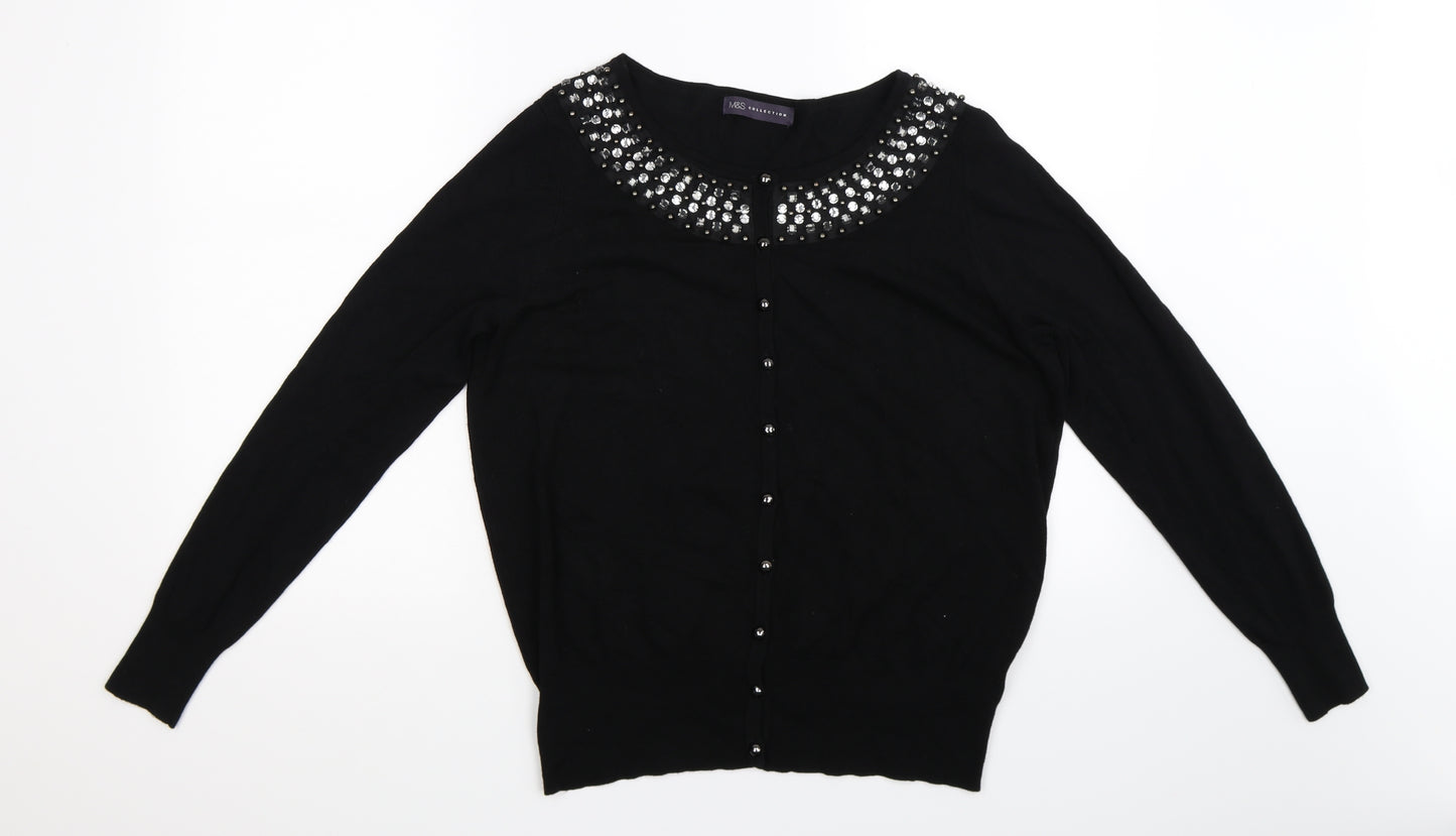 Marks and Spencer Womens Black  Knit Cardigan Jumper Size 18