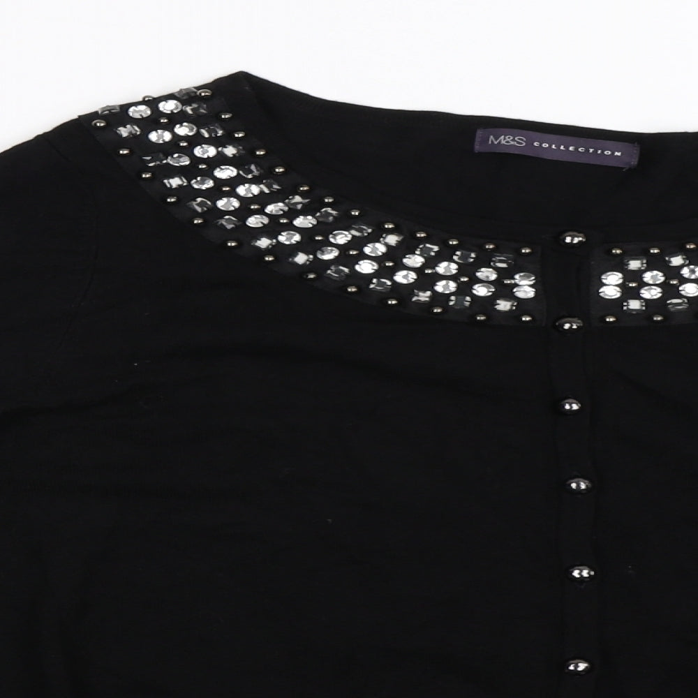 Marks and Spencer Womens Black  Knit Cardigan Jumper Size 18