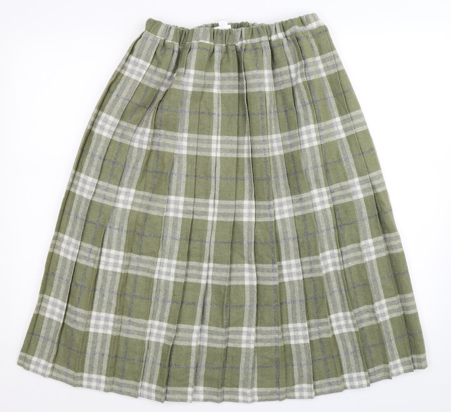 Damart Womens Green Check  Pleated Skirt Size 16