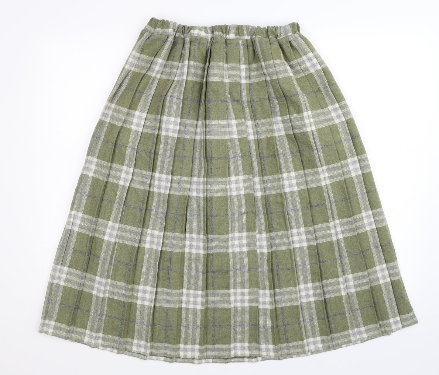 Damart Womens Green Check  Pleated Skirt Size 16