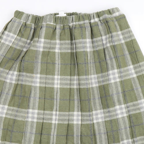Damart Womens Green Check  Pleated Skirt Size 16