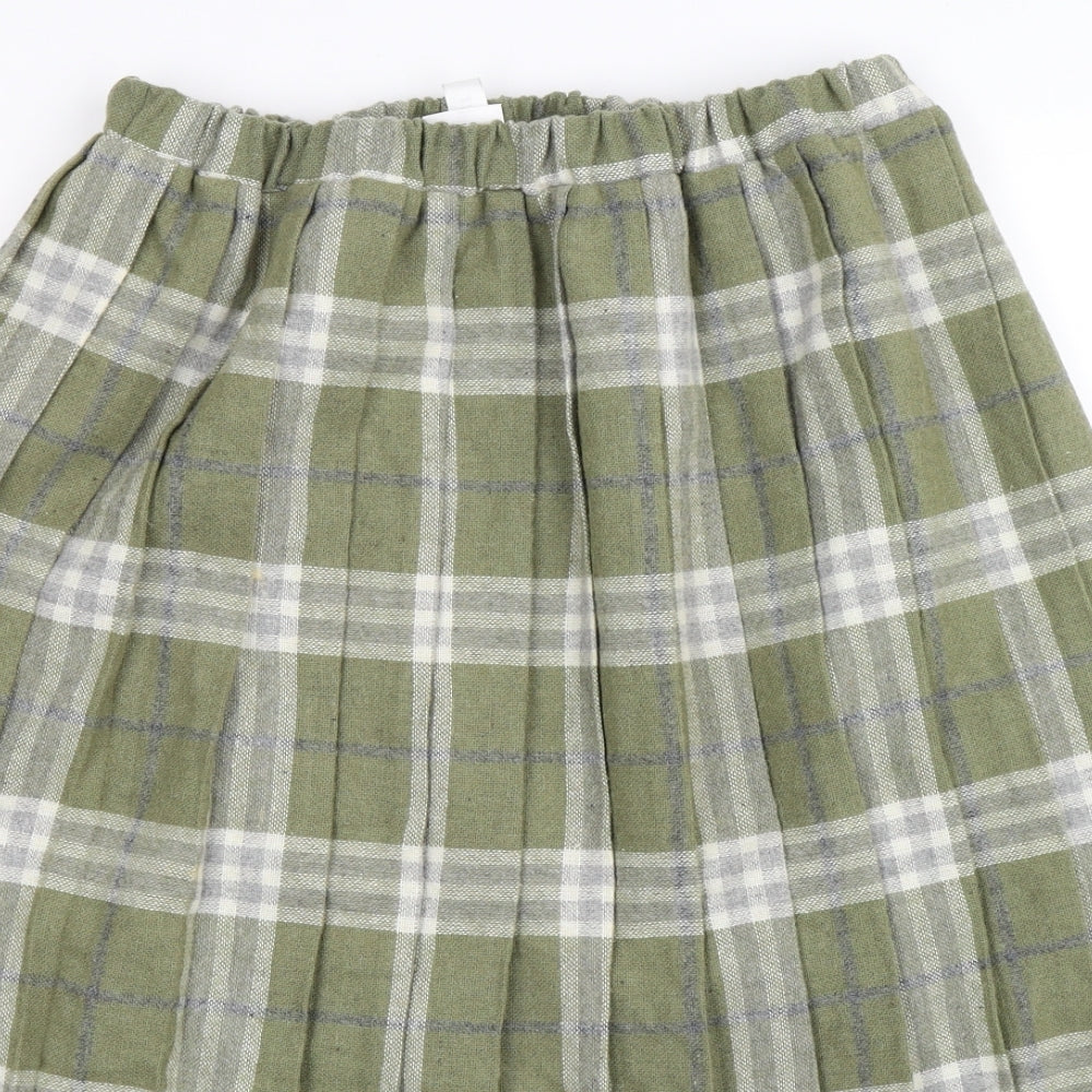 Damart Womens Green Check  Pleated Skirt Size 16
