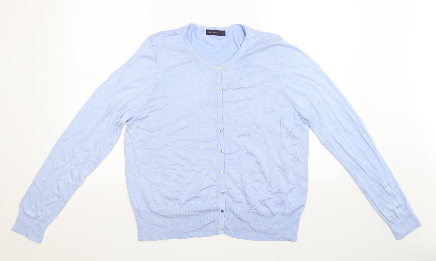 Marks and Spencer Womens Blue  Knit Cardigan Jumper Size 20