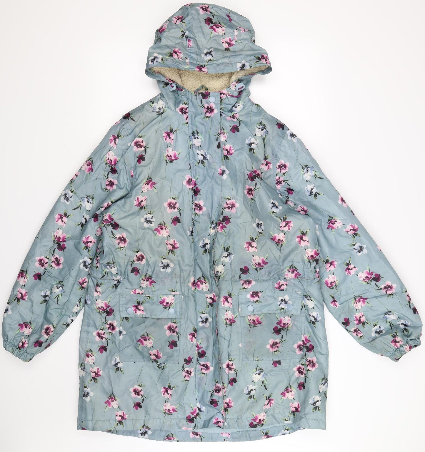 Cotton Traders Womens Grey Floral  Rain Coat Coat Size 16