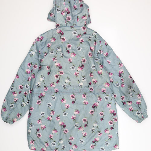 Cotton Traders Womens Grey Floral  Rain Coat Coat Size 16