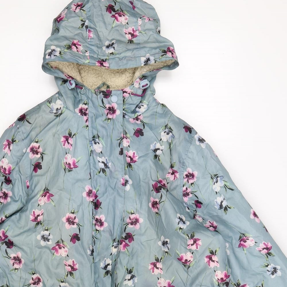 Cotton Traders Womens Grey Floral  Rain Coat Coat Size 16
